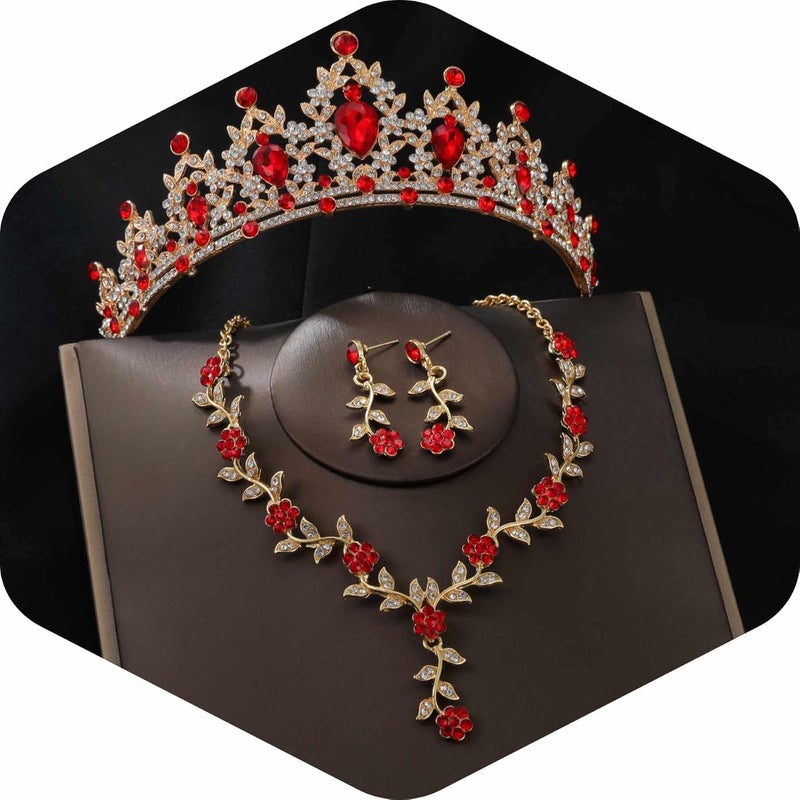 Kamirola Tiaras and Crowns for Women,Tiaras Earrings Necklace, Crystal Bridal Jewelry Set, Costume Party Halloween Prom Pageant Jewelry for Women(TR45) - Image 1